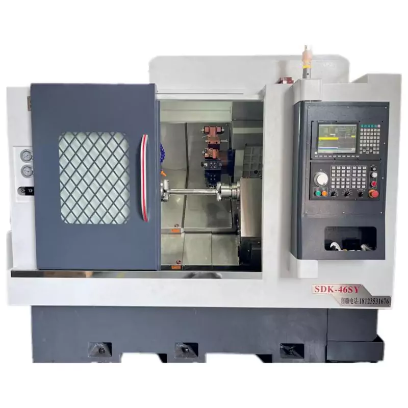 Dual-Spindle Y-Axis Interpolate Mesin Siji-Turet CNC